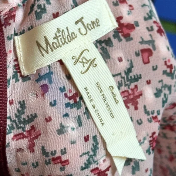Matilda Jane Clothing blouse, pink with floral embroidery. Size XL - Picture 9 of 11